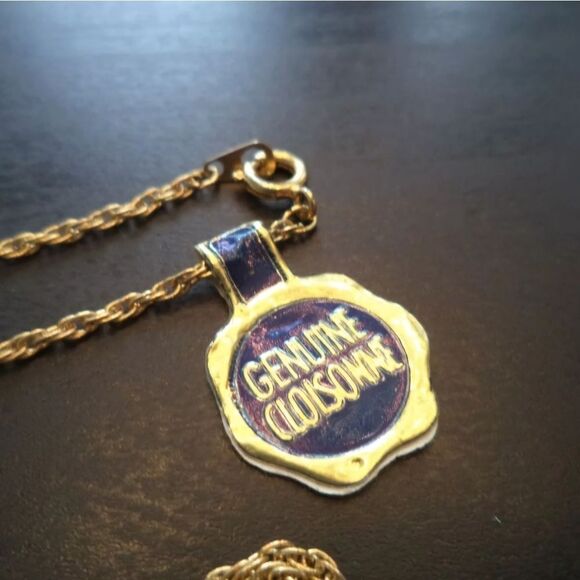 STUNNING VINTAGE ESTATE CLOISONNE FLOWER URN 25" NECKLACE - Picture 2 of 4